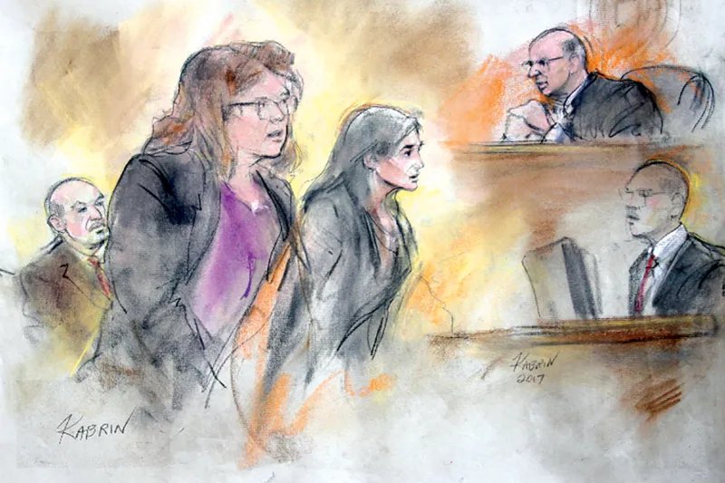 Sketch of people in a court
