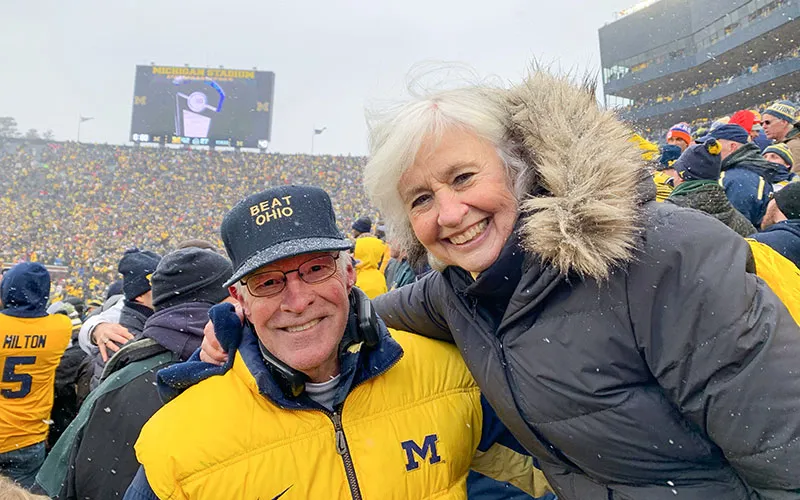 Ginny and Peter Gustafson, ’70, began their journey together when they met as dance partners in a U-M Winter Weekend student event at Hill Auditorium.