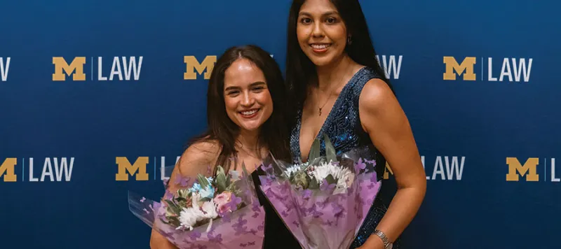 Liliam Clavijo Hernandez, Vivian M. Fernandez, and Daniel Roque-Coplin were the recipients of the Juan Luis Tienda Scholarship from the Latino Law Students Association. Clavijo (left) and Fernandez received their awards at the Tienda Banquet on March 31. Roque-Coplin is pictured at an end-of-semester ceremony for the Law School’s student award winners. This summer, Clavijo is a civil rights litigation clerk with the Public Rights Project, Fernandez is a summer associate and 1L Diversity Fellow in the New Yo