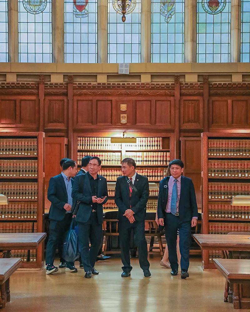 An eight-person delegation from the Vietnam Ministry of Public Security visit Michigan Law