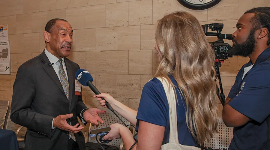 Charles Lowery, ’79, at the DC Superior Court during the Melvin R. Wright Youth Law Fair in 2024.