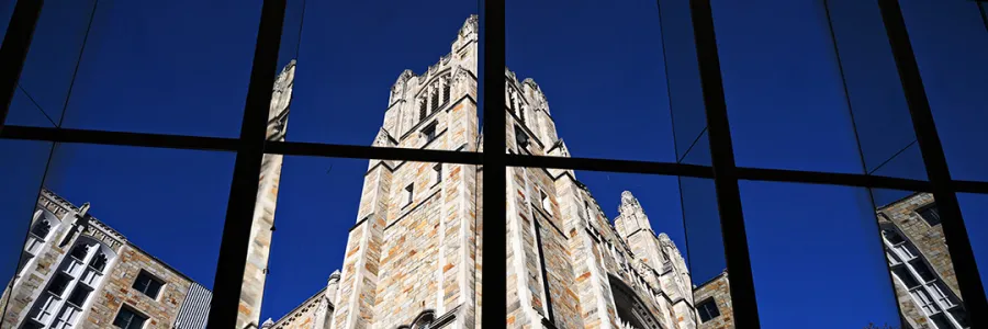 View from the Michigan Law Library of the Reading Room exterior