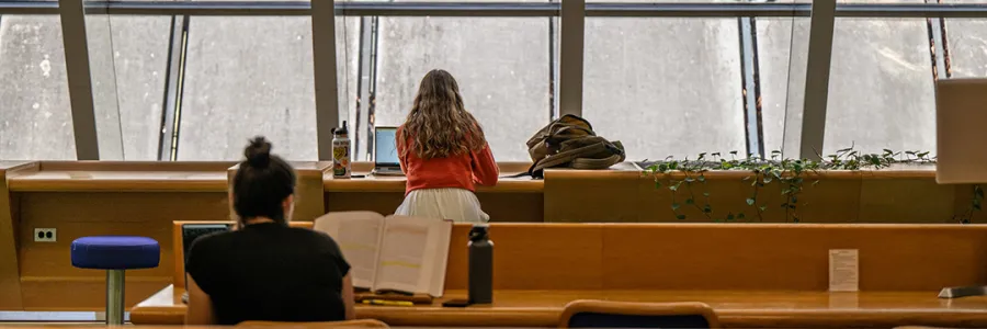 Students studying in the Michigan Law Library