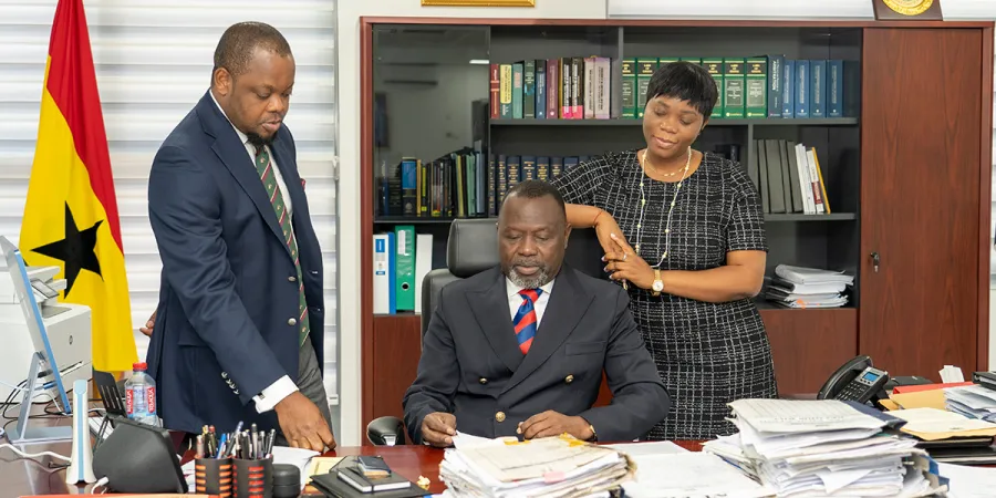 Dominic Akuritinga Ayine, LLM ’98 with Justice Srem-Sai and Exorm Azuma