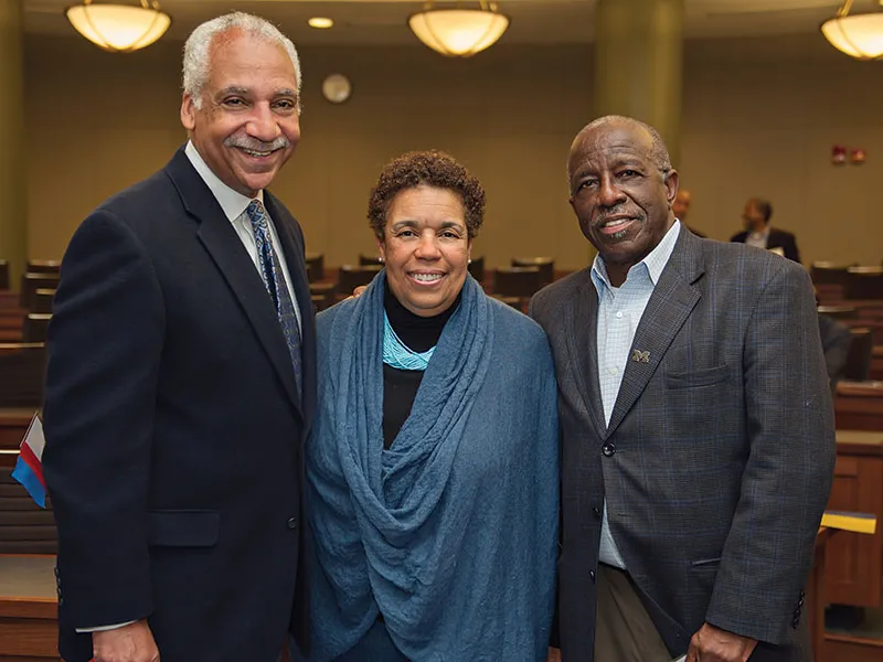 Reunion tri-chairs Saul Green, ’72, Elizabeth Campbell, ’78, and Curtis Mack, LLM ’73