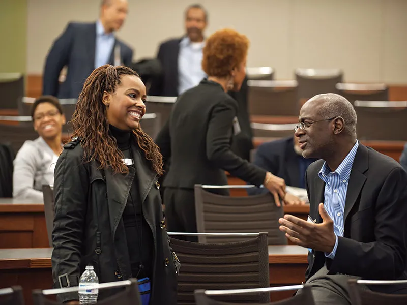 Serena Ross, an incoming summer starter, and Glenn Oliver, ’87