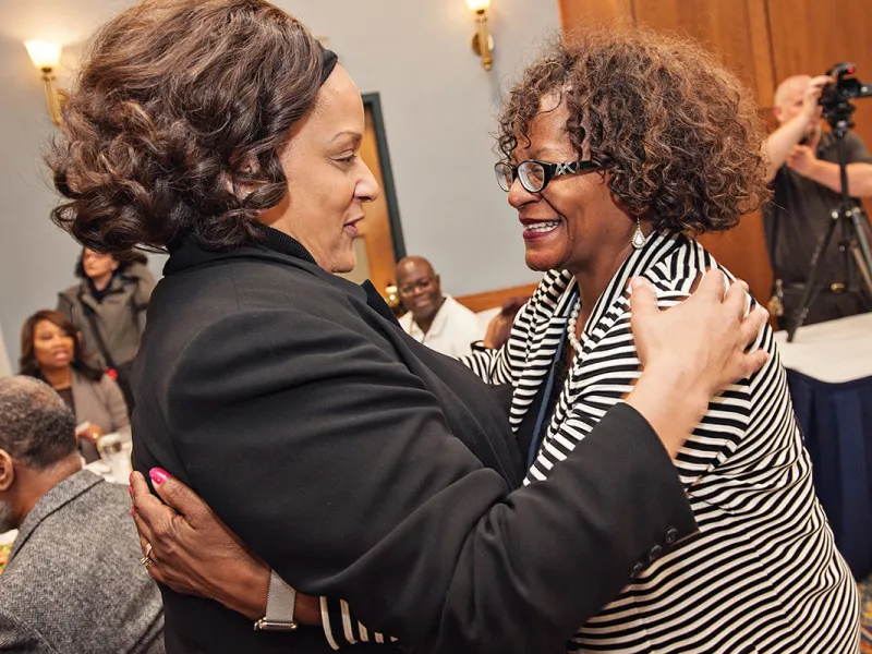 J. Danielle Carr, ’89, (left) and Sharon Barner, ’82.