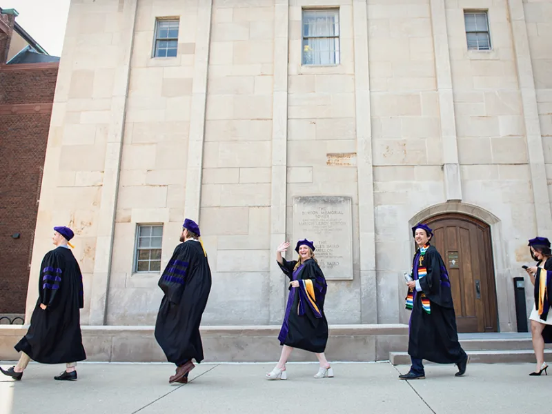 Students walking into Hill Auditorium at UMLS Senior Day 2023