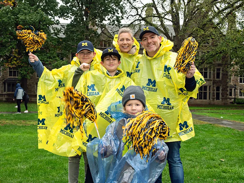 A family cheering.