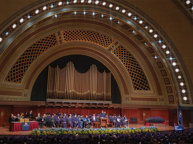A view of the Hill Auditorium stage during Senior Day A view of the Hill Auditorium stage during Senior Day