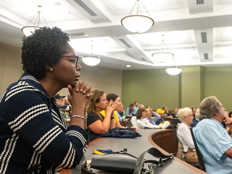 Michigan Law alumni listen to a lecture during Alumni Reunion