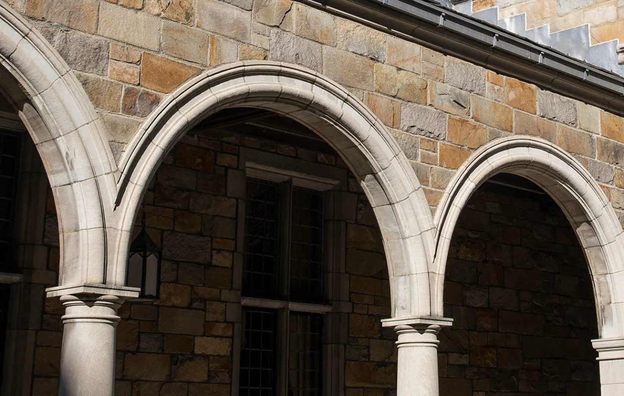 Beauty image of the Arches in the Law Quad at the University of Michigan Law School