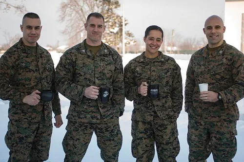 Joe Neely celebrated his six-year anniversary as a Marine with 3 other Marine's 