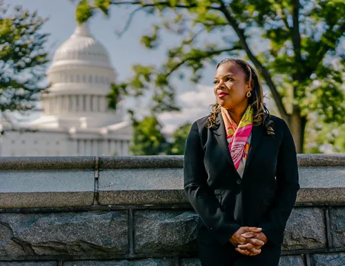 A portrait of Kristin Johnson, ’03.