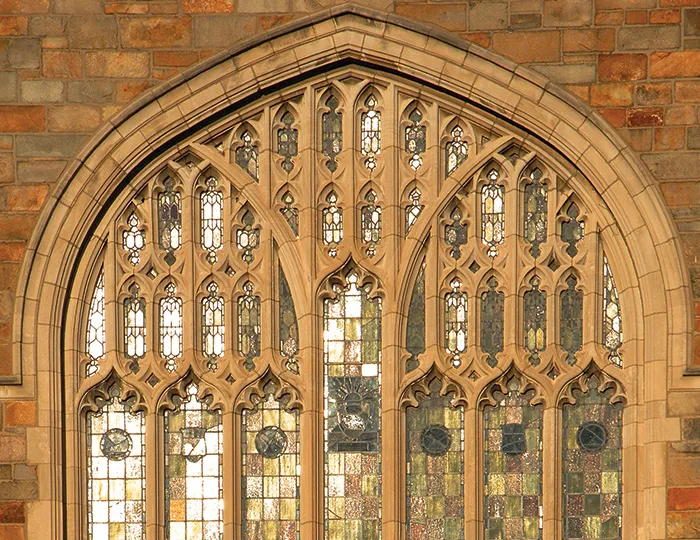 Beautiful image of the windows at the University of Michigan law school