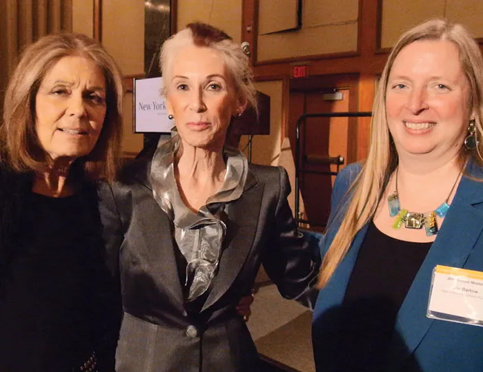 Gloria Steinem, Professor Catharine A. MacKinnon, and Professor Ann Bartow of Pace Law School, one of the people who nominated MacKinnon, at the awards ceremony. 