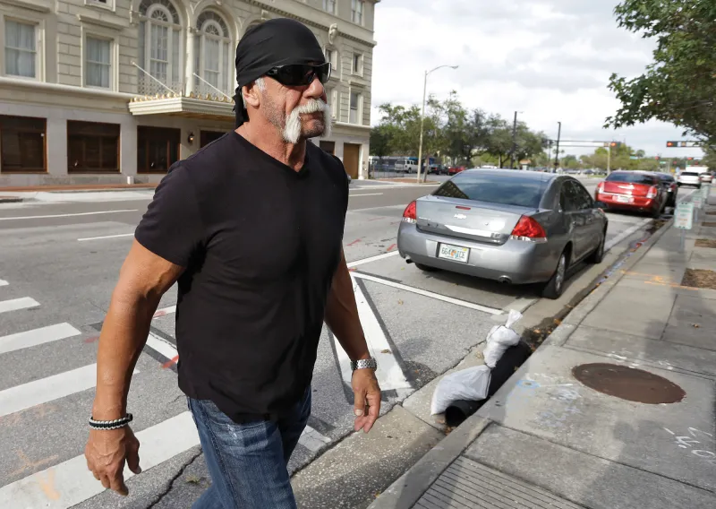 Reality TV star and former pro wrestler Hulk Hogan, whose real name is Terry Bollea, arrives at the United States Courthouse for a news conference. 