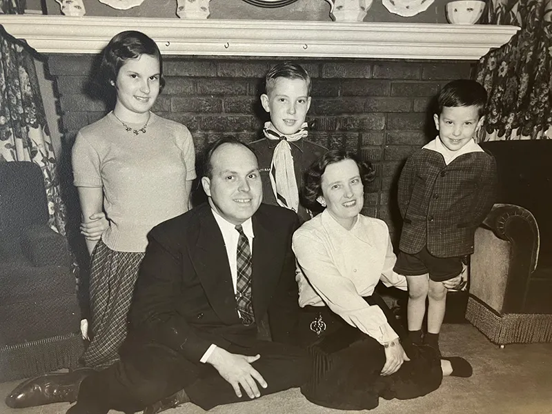 Charles “Charley” Knox, ’73, with his father, William W. Knox, ’35, and the rest of their family in the early 1950s.