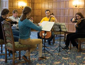 Margo Schlanger, playing music with Michigan Law school students 