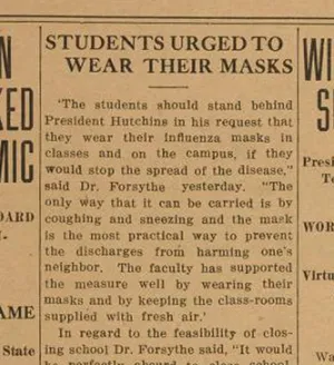 Students Urged to Wear their Masks