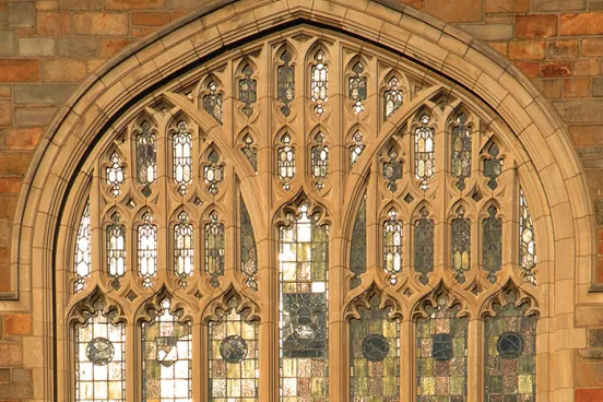 Beautiful image of the windows at the University of Michigan law school