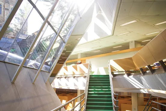 Beauty image of the underground library at Michigan Law