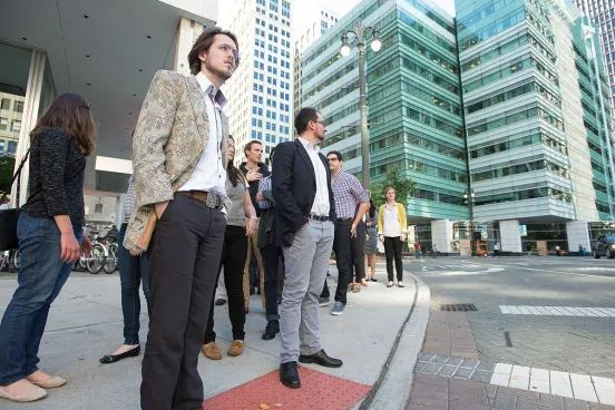 Michigan Law Students walking through Detroit