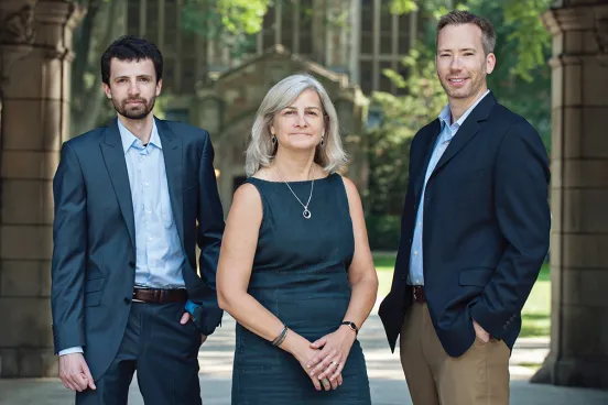 Ben Gubernick, ‘11; CEO MJ Cartwright; and Prof. J.J. Prescott.