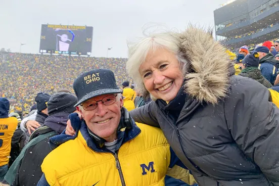 Ginny and Peter Gustafson, ’70, began their journey together when they met as dance partners in a U-M Winter Weekend student event at Hill Auditorium.
