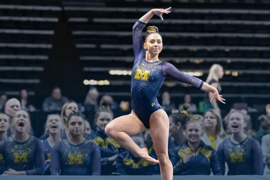 University of Michigan Gymnast performing a routine