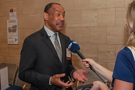 Charles Lowery, ’79, pictured at the DC Superior Court during the Melvin R. Wright Youth Law Fair in 2024.