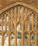 Beautiful image of the windows at the University of Michigan law school