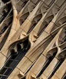Beautiful detail image of windows on the Hutchins hall building at the University of Michigan