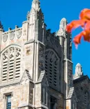 Beauty image of the stonework on a Law School