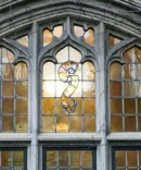 Beauty image of Michigan University law school building windows in the courtyard