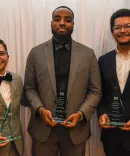 The Black Law Students Association held the annual Butch Carpenter Banquet on March 25, in conjunction with the Black Alumni Reunion. The winner of the Butch Carpenter Memorial Scholarship is Jalen Rose (right), who is pictured with runners-up Kamryn Sannicks and Braxton High. Rose is working with the Federal Public Defender Program in Chicago this summer.