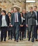 In 2017, the Law School hosted US Supreme Court Associate Justice Sonia Sotomayor, in conversation with Susanne Baer, ’93, who at the time was a justice on the German Supreme Court. Then Dean Mark West is pictured (center) with Sotomayor (left) and Baer (right).