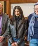 Professor Frank Vandervort met weekly with Nithya Arun (center) and Hiba Dagher as they worked on their guardian ad litem case.