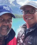 Aaron Lewis, ’05, with his father, David Baker Lewis